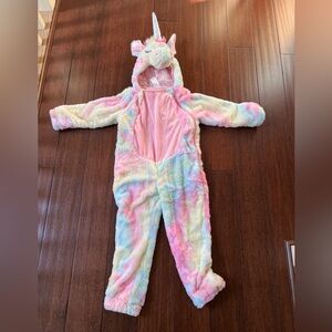 Hooded Unicorn soft Fleece Onesie Halloween Costume Size 4/5T
